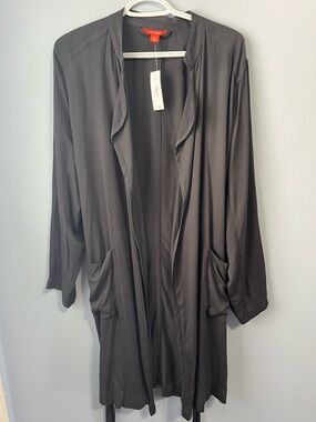 NWT Joe Fresh Charcoal Open Front Workwear Layering Cardigan, Tie. Size L